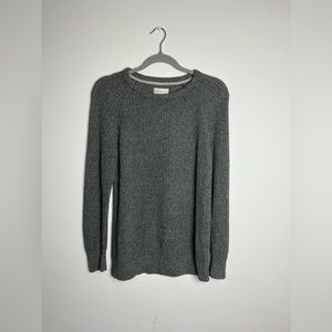 California Tailor Gray & White Cotton Crewneck Fall Winter Office Casual Sweater